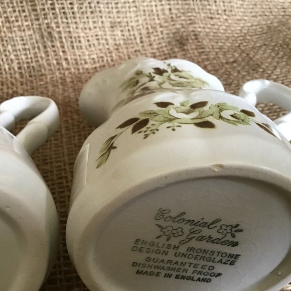 J & G Meakin Colonial Garden English Ironstone Creamer & Sugar Bowl - Picture 5 of 5